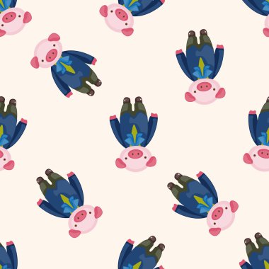 hayvan domuz garson çizgi film, çizgi film Dikişsiz desen arka plan