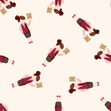 Ofis çalışanı, karikatür Dikişsiz desen arka plan