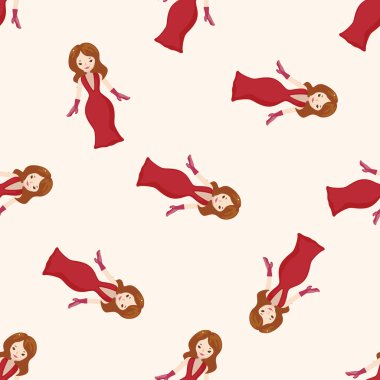 Bayan kız çizgi film, çizgi film Dikişsiz desen arka plan