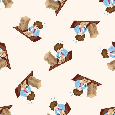 Ofis çalışanları, karikatür Dikişsiz desen arka plan