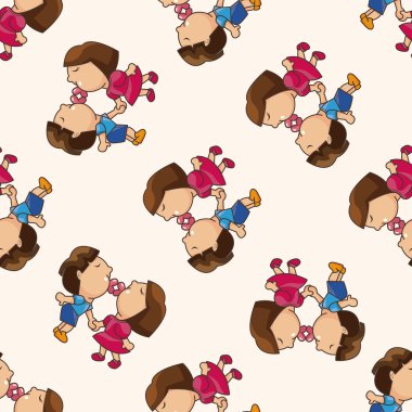 Sevgililer günü çift, çizgi film Dikişsiz desen arka plan