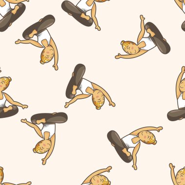 Yoga, meditasyon, karikatür Dikişsiz desen arka plan