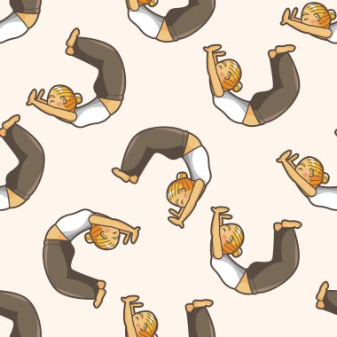 Yoga, meditasyon, karikatür Dikişsiz desen arka plan
