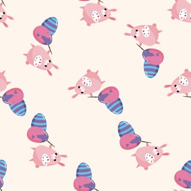 Paskalya tavşanı, karikatür Dikişsiz desen arka plan