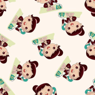 Ofis çalışanları, karikatür Dikişsiz desen arka plan