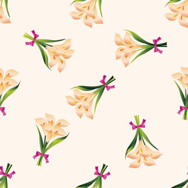 çiçek buketi, karikatür Dikişsiz desen arka plan