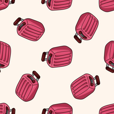 seyahat çantası, karikatür Dikişsiz desen arka plan