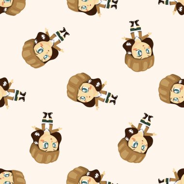 Bayan kız çizgi film, çizgi film Dikişsiz desen arka plan