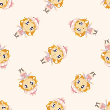 Bayan kız çizgi film, çizgi film Dikişsiz desen arka plan