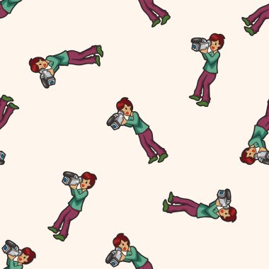 Muhabir ve fotoğrafçı, karikatür Dikişsiz desen arka plan