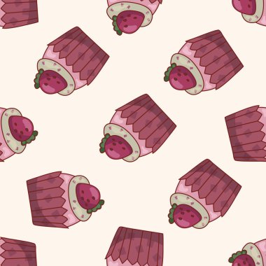 Dikişsiz desen arka plan dekorasyon kek, çizgi film