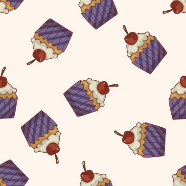 Dikişsiz desen arka plan dekorasyon kek, çizgi film