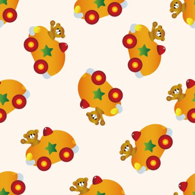 Bebek oyuncak araba, çizgi film Dikişsiz desen arka plan