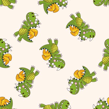 ejderha, karikatür Dikişsiz desen arka plan