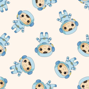 Uzay astronot, karikatür Dikişsiz desen arka plan