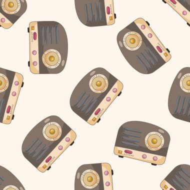 radyo, karikatür Dikişsiz desen arka plan