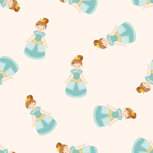 Thème royal princesse, dessin animé fond de motif sans couture — Image vectorielle