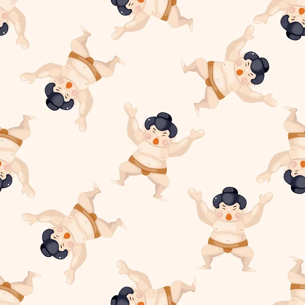 Sumo, fondo de patrón sin costura de dibujos animados — Vector de stock