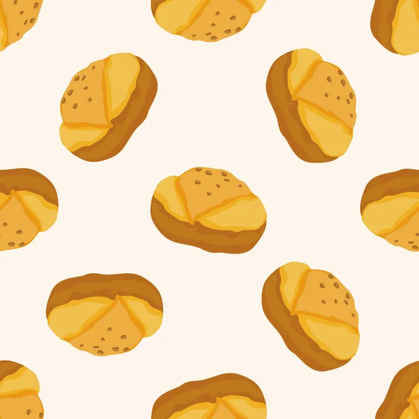 Pão, desenho animado sem costura fundo padrão — Vetor de Stock