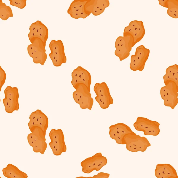Aliments frits thème nuggets de poulet, dessin animé fond de motif sans couture — Image vectorielle