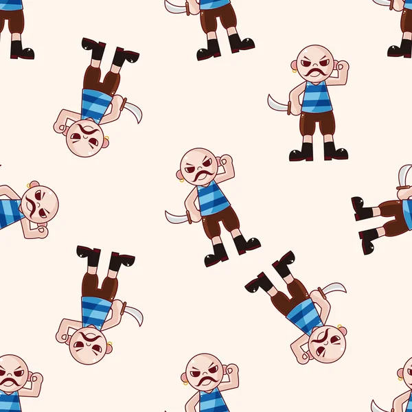 Pirate, cartoon seamless pattern background — стоковый вектор