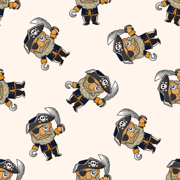 Pirate , cartoon seamless pattern background — Stock Vector