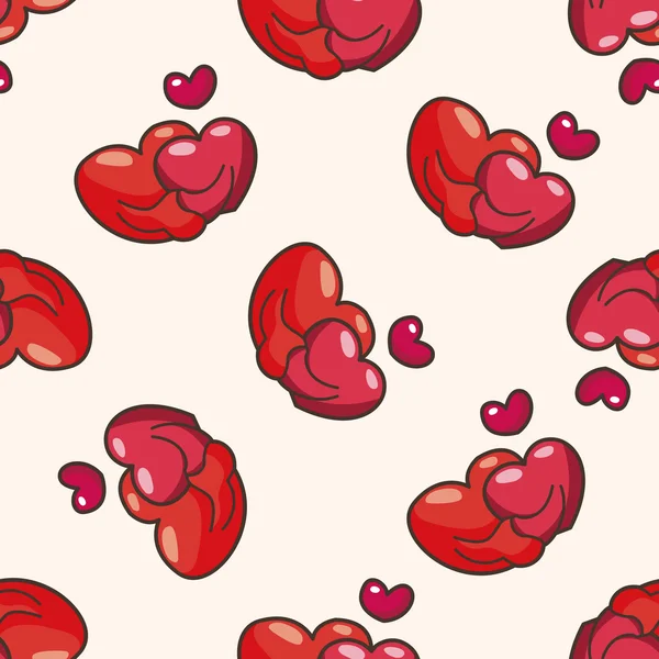 Valentine's Day coeur d'amour, dessin animé sans couture fond de motif — Image vectorielle