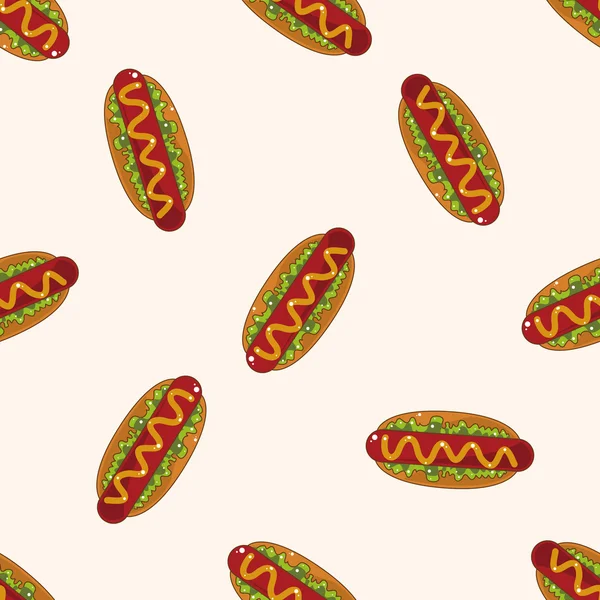 Alimentos fritos tema hot dog, dibujos animados sin costura patrón de fondo — Vector de stock