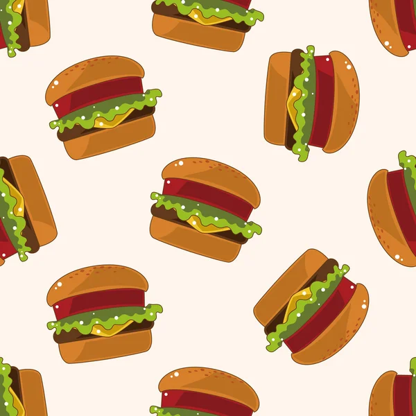 Hamburguesa, dibujos animados sin costura patrón de fondo — Vector de stock