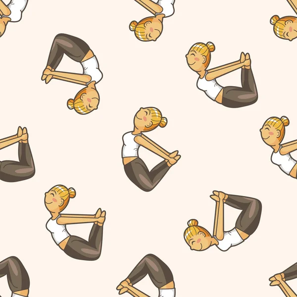 Yoga, fondo de patrón sin costuras de dibujos animados — Vector de stock