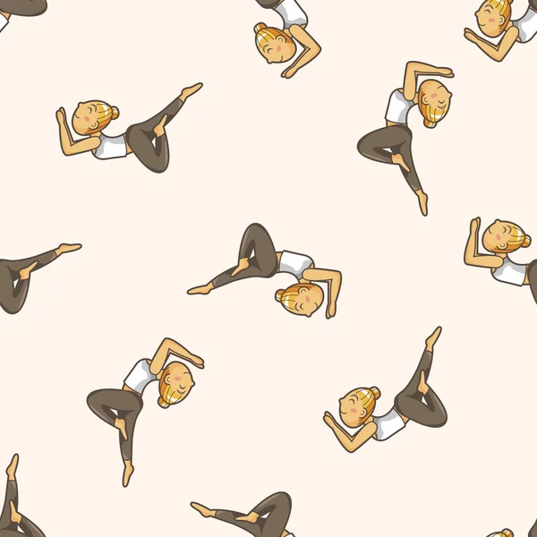 Yoga, fondo de patrón sin costuras de dibujos animados — Archivo Imágenes Vectoriales