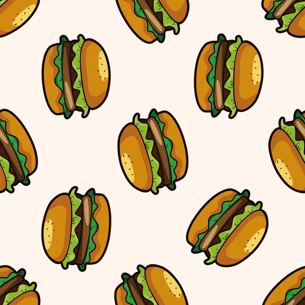 Hamburguesa, dibujos animados sin costura patrón de fondo — Vector de stock