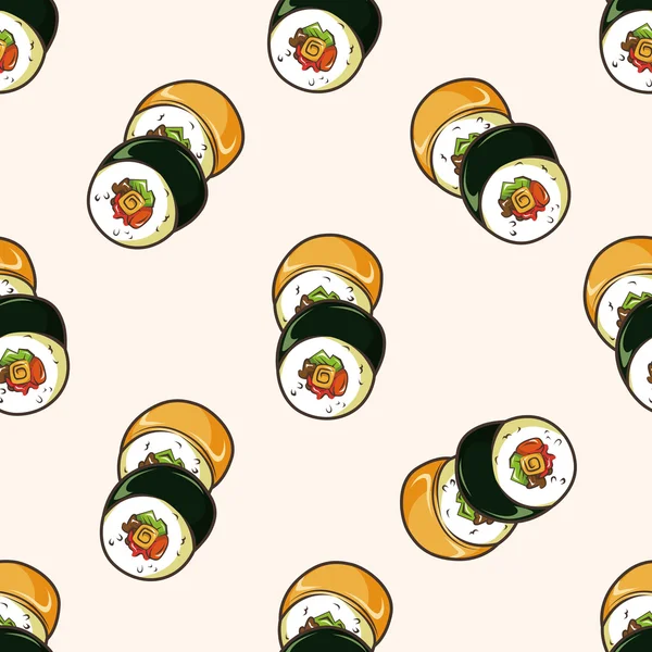 Japans eten sushi, cartoon naadloze patroon achtergrond — Stockvector