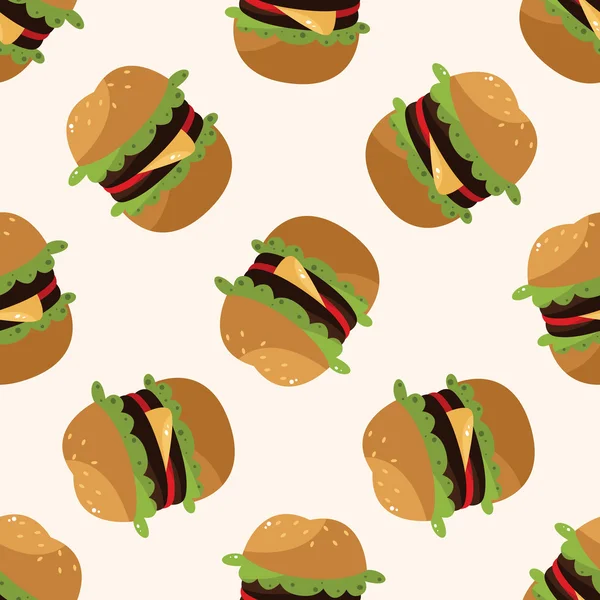 Hamburger, kreslený vzor bezešvé pozadí — Stockový vektor