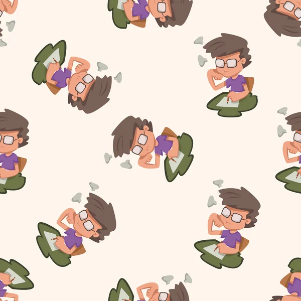 Student, cartoon seamless pattern background — стоковый вектор