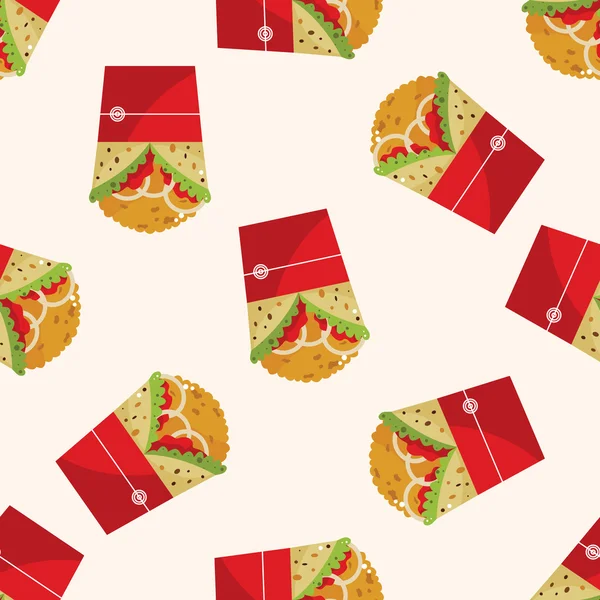 Aliments frits thème enveloppements de poulet, dessin animé fond de motif sans couture — Image vectorielle