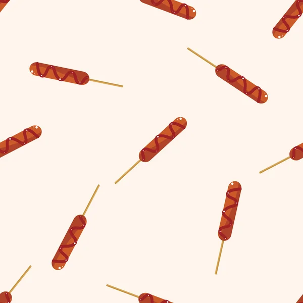 Smažené potraviny téma hot dog, kreslený vzor bezešvé pozadí — Stockový vektor