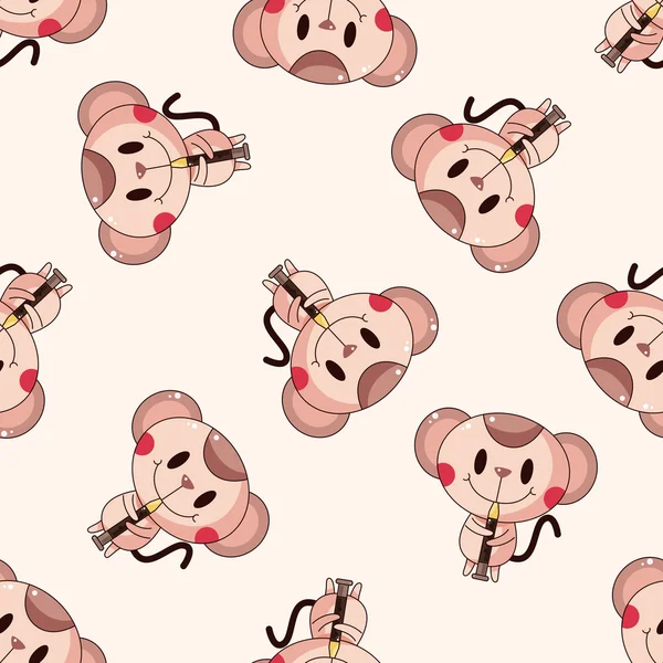 Tier Maus spielt Instrument Cartoon, Cartoon nahtlose Muster Hintergrund — Stockvektor