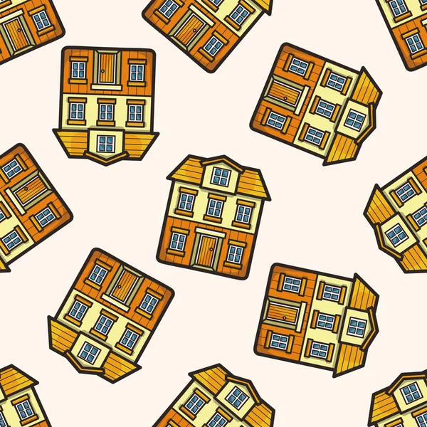 Gebäude, Cartoon nahtlose Muster Hintergrund — Stockvektor