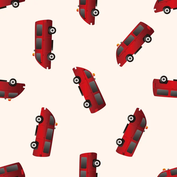 Trasporto tema firetruck, cartone animato senza soluzione di continuità modello di sfondo — Vettoriale Stock