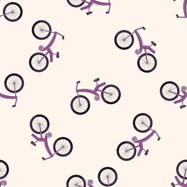 교통 자전거, 만화 완벽 한 패턴 배경 — 스톡 벡터