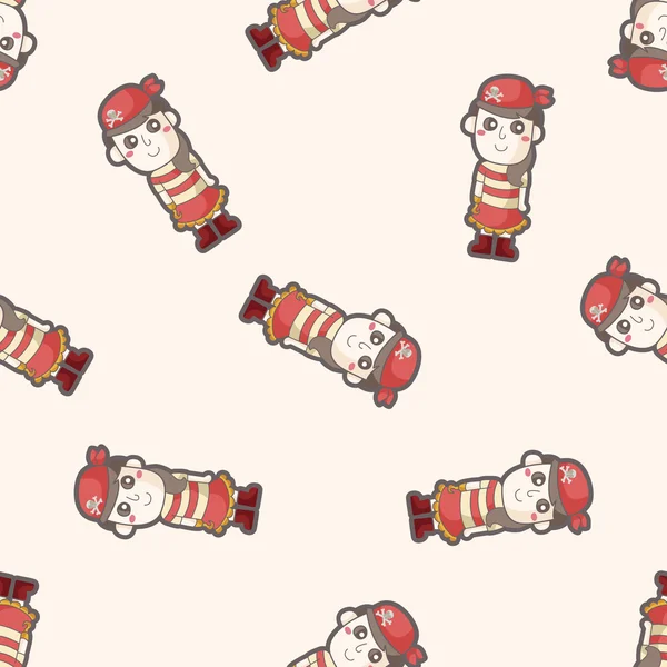 Pirate, cartoon seamless pattern background — стоковый вектор