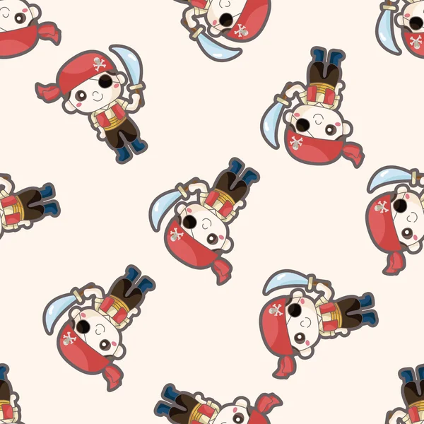 Pirate, cartoon seamless pattern background — стоковый вектор