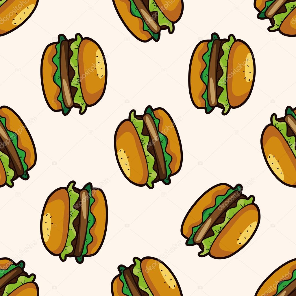 hamburger , cartoon seamless pattern background