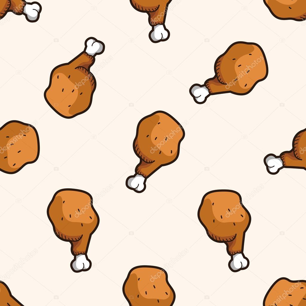 Fried foods theme chicken , cartoon seamless pattern background
