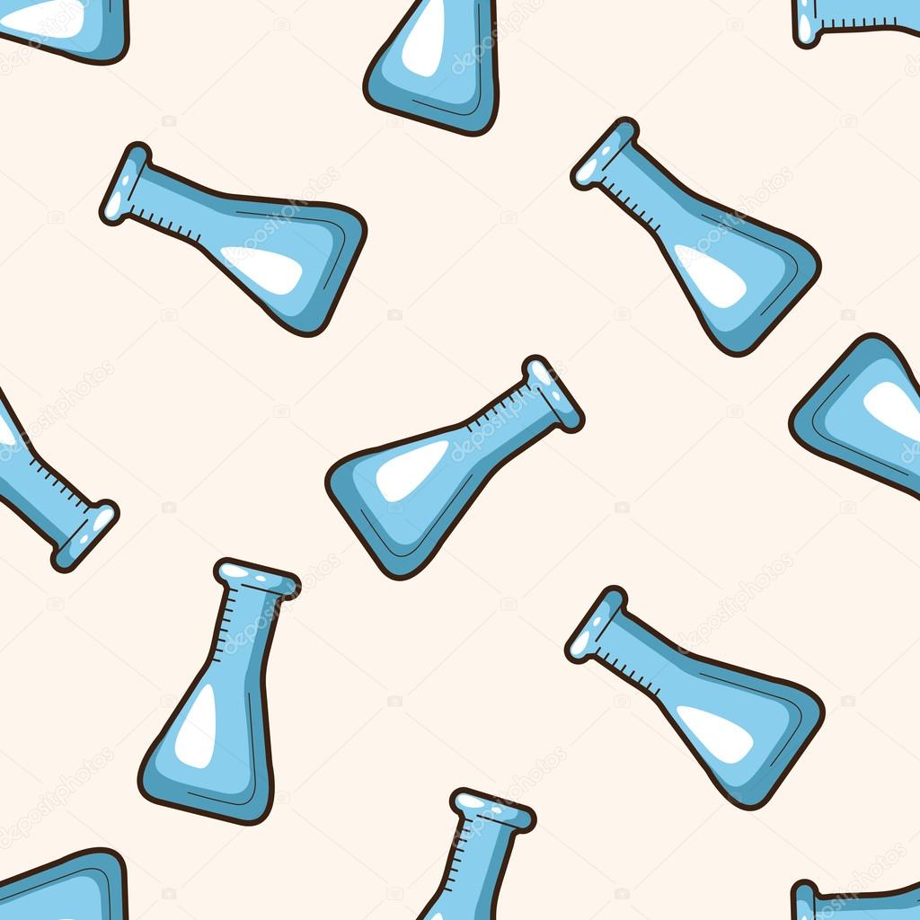 Test tubes and beakers , cartoon seamless pattern background — Stock