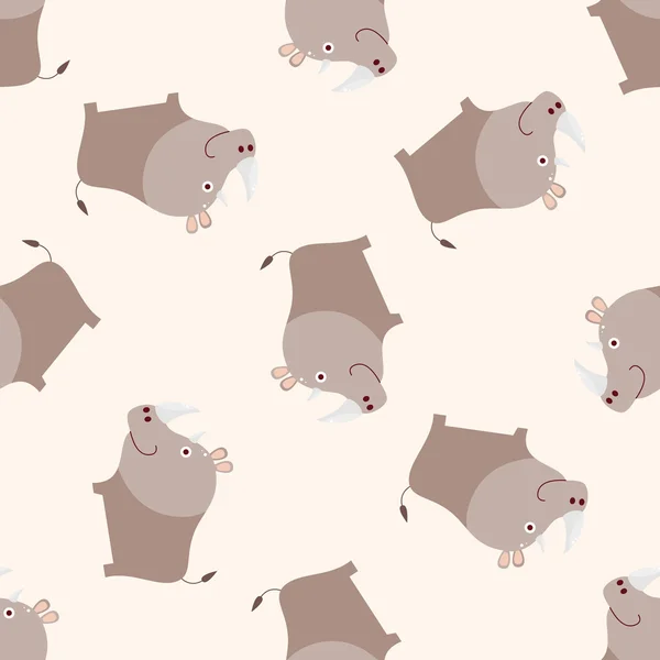 Animal rhino dessin animé, icône d'autocollant de dessin animé — Image vectorielle