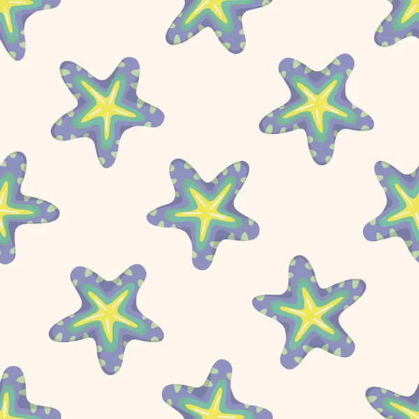 Zee dier starfish tekenfilm, naadloze patroon — Stockvector