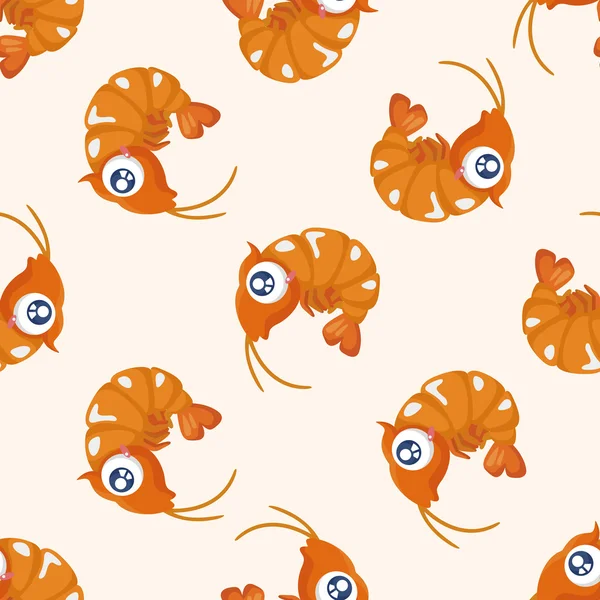 Морські тварини креветки мультфільм, безшовний візерунок — стоковий вектор