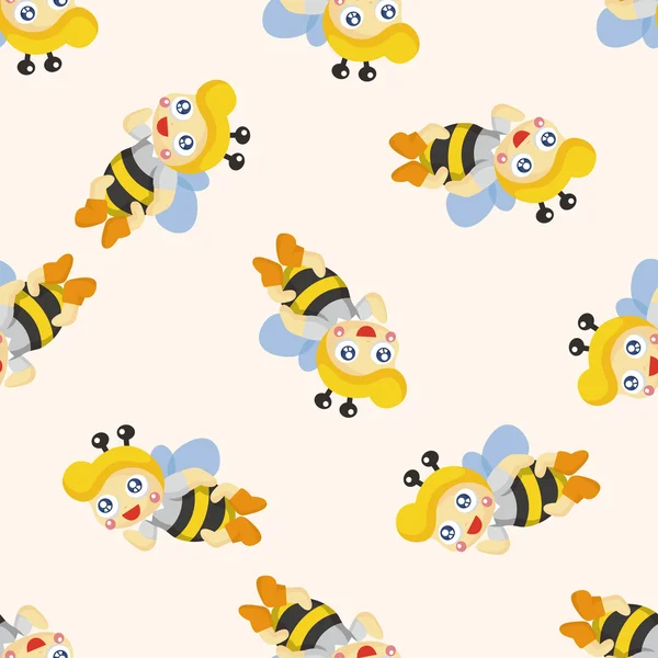 Dessin animé abeille, motif sans couture — Image vectorielle